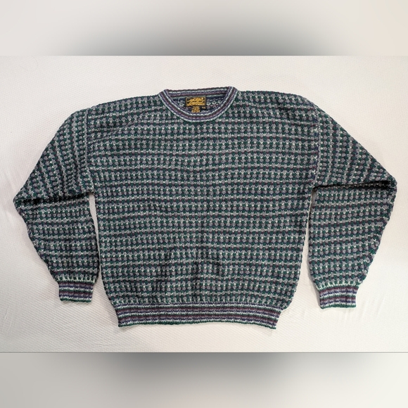 VINTAGE Eddie Bauer Sweater Mens M Shetland Wool Birdseye Crewneck